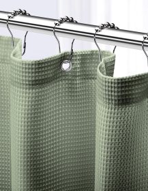 Shower Curtain Sage Green - Hotel Style Sage Green Shower Curtains for Bathroom with Waffle Design, 72x72 Inches - Fabric Shower Curtain - Cortinas de Baño Elegantes
