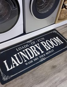 Non Slip Laundry Runner Rug - Farmhouse Kitchen Floor Mat for Mudroom and Bathroom - Black, 20 X 47 Inches